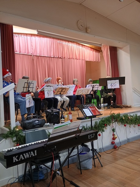 Recorder group on stage at Christmas Party 24