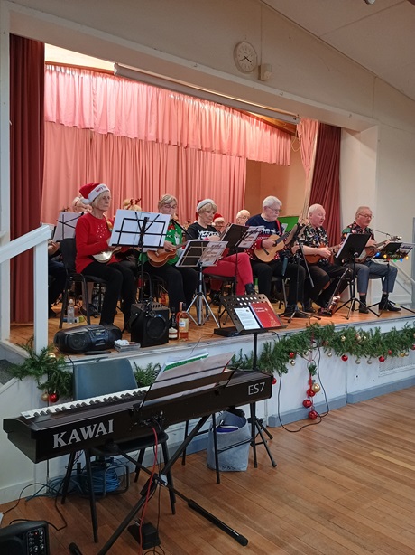 Ukulele group performing at Christmas Party 2024